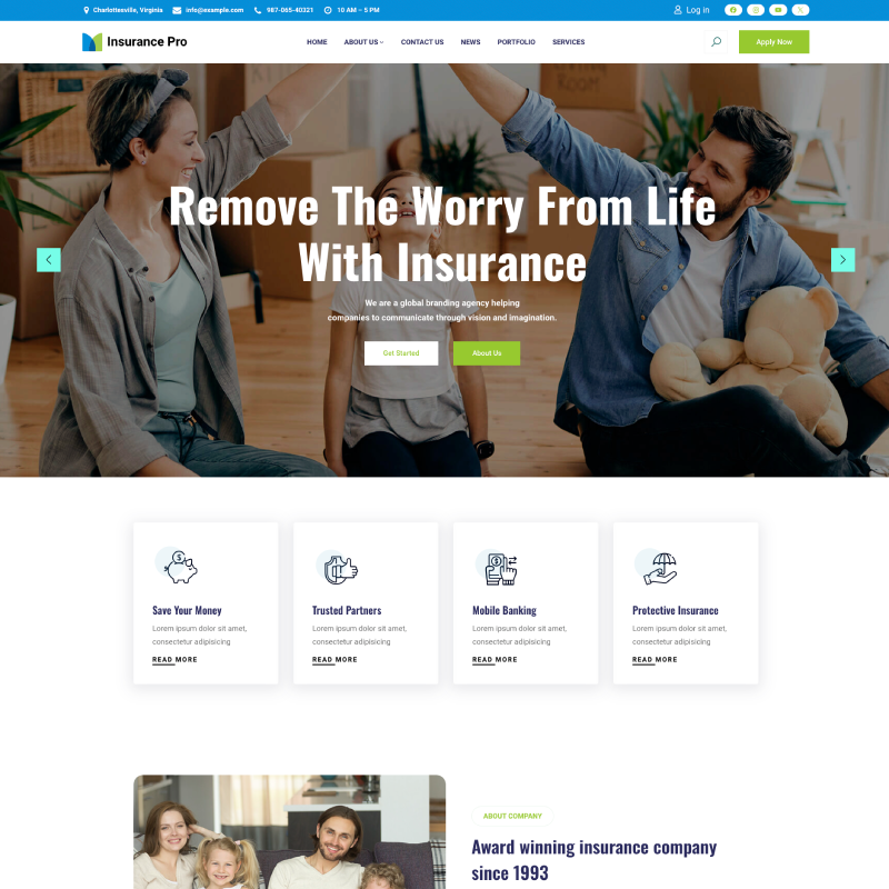 Gutenify Insurance Pro theme screenshot