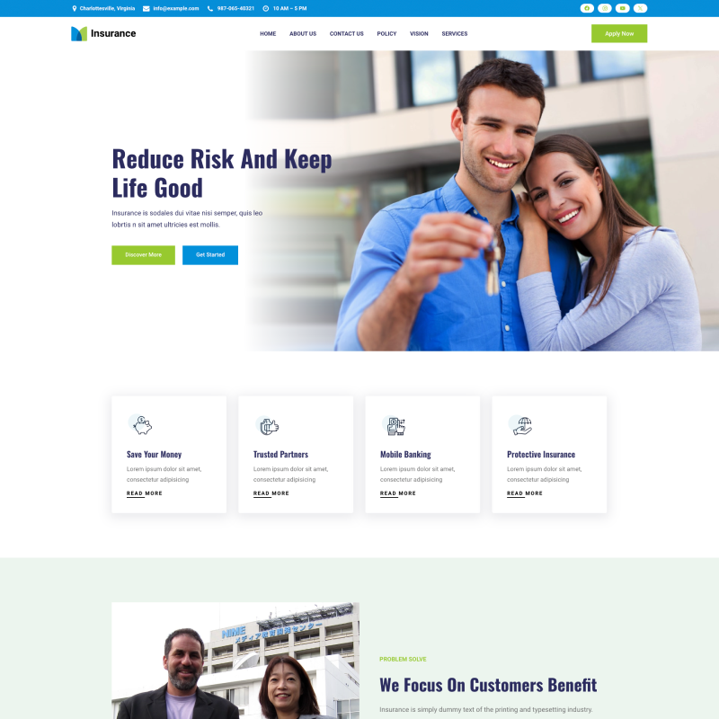 Gutenify Insurance theme screenshot