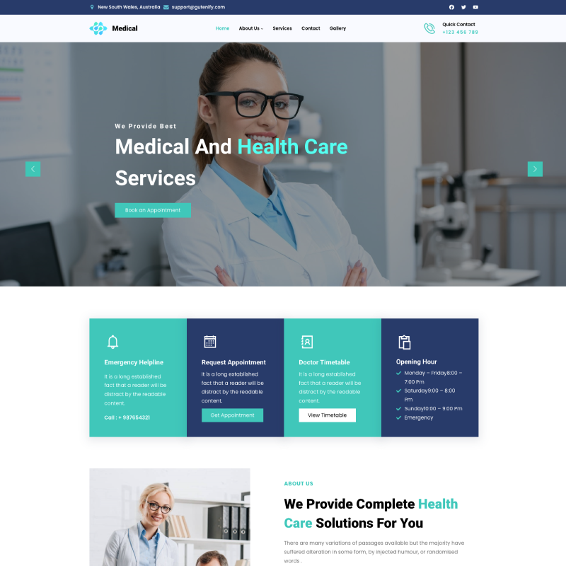 Gutenify Medical Pro theme screenshot