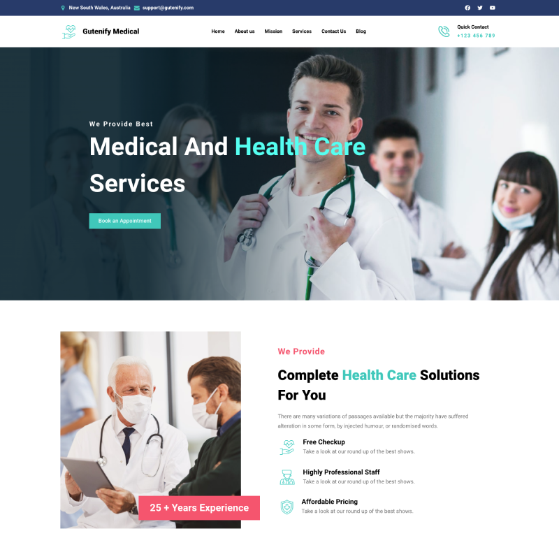Gutenify Medical theme screenshot