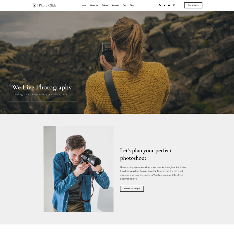 Gutenify Photo Click theme screenshot
