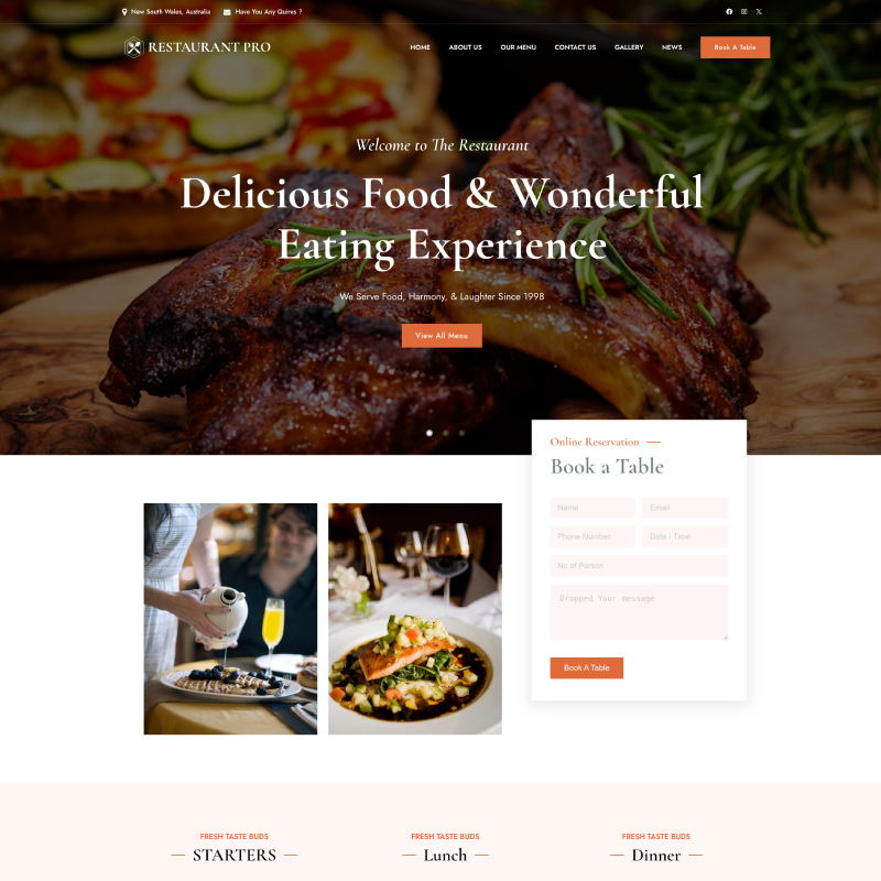 Gutenify Restaurant Pro theme screenshot