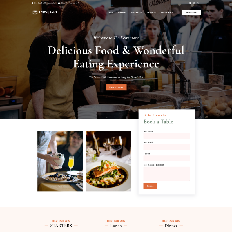 Gutenify Restaurant theme screenshot