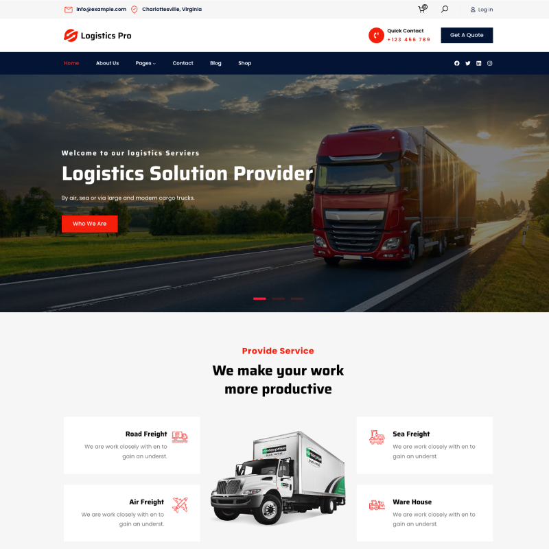 Logistics Pro theme screenshot