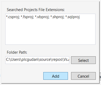 Select Folder For Loading Projects