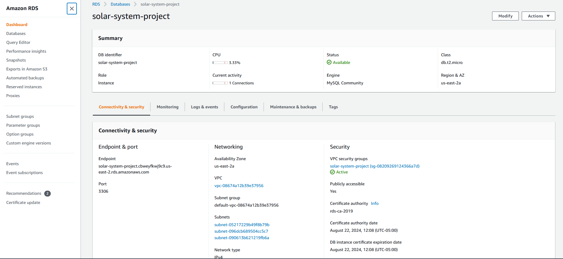 Amazon RDS Instance