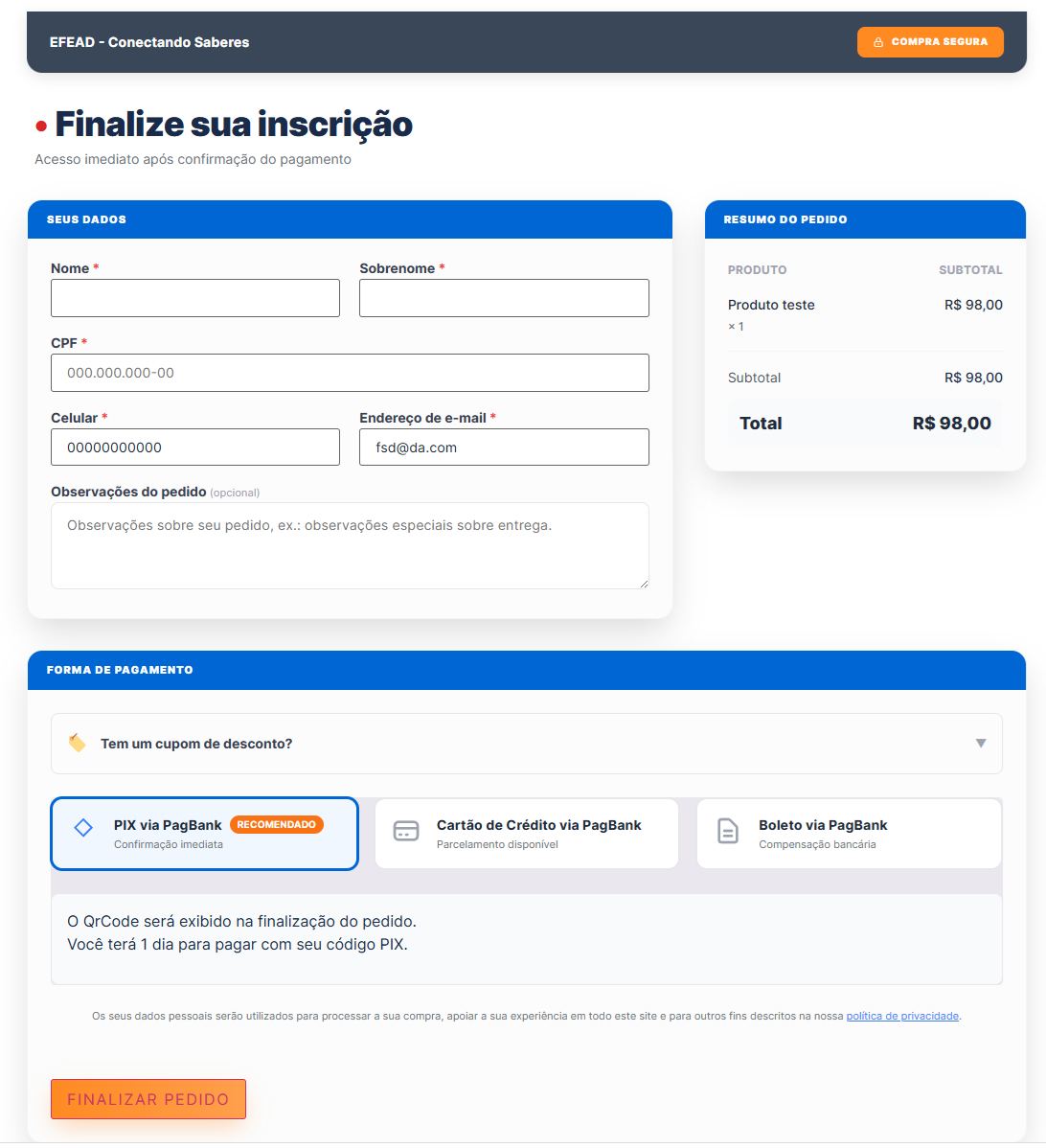 Interface do GVN Checkout