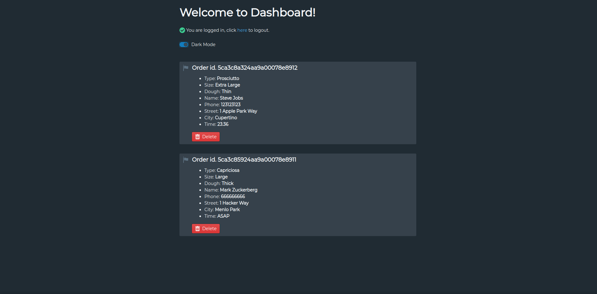 Admin Dashboard (Dark)