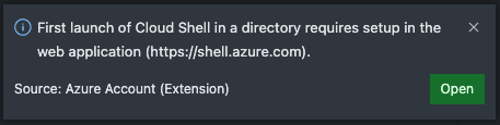 "Must setup cloud shell" notification