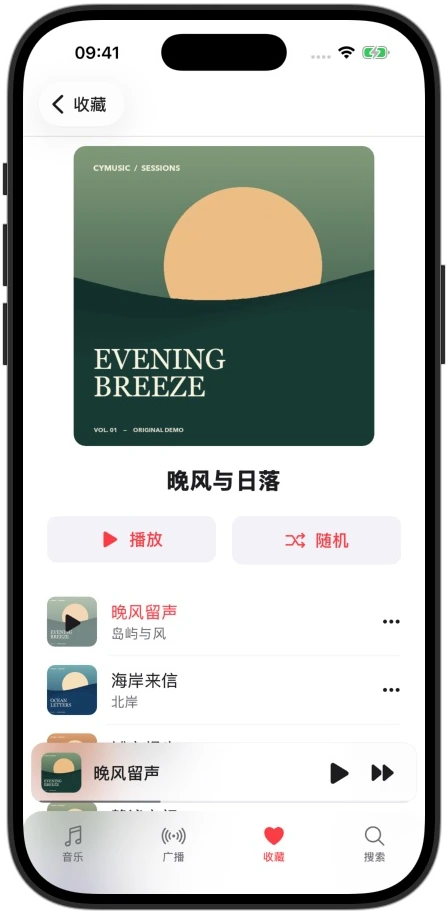 自定义歌单中的歌曲列表