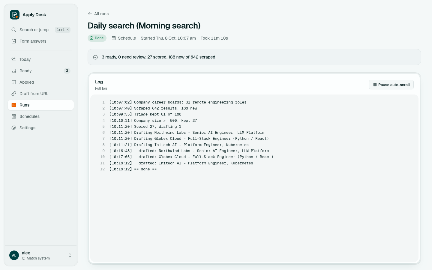 Run log