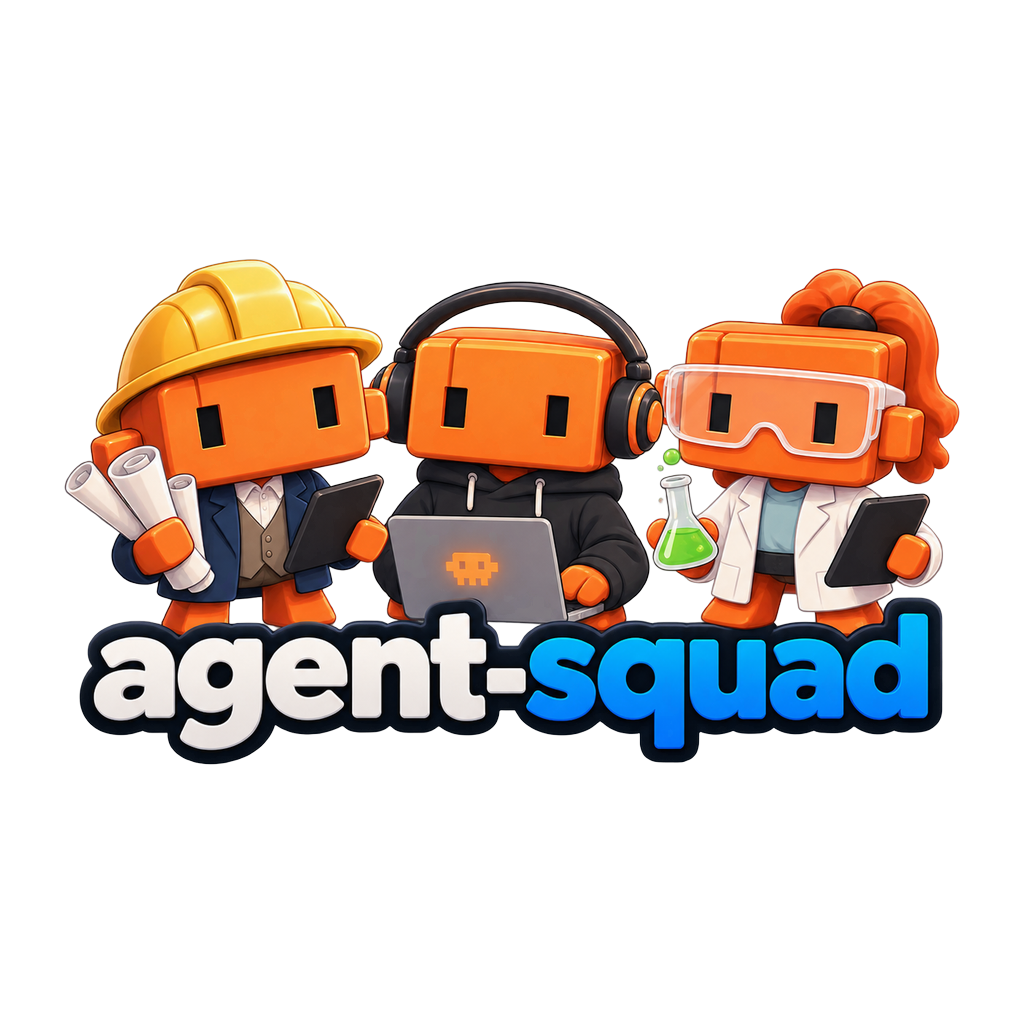 agent-squad: three robot agents, a CTO, a developer and a QA