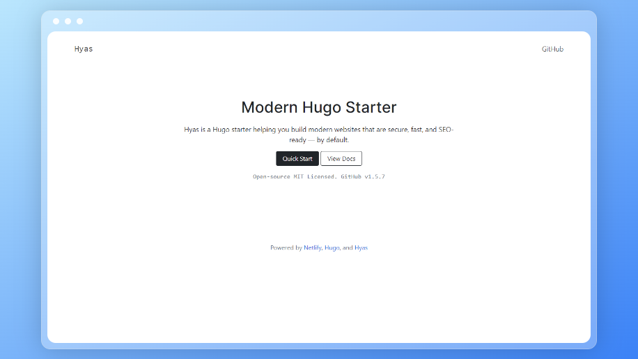 Hyas — Modern Hugo Starter