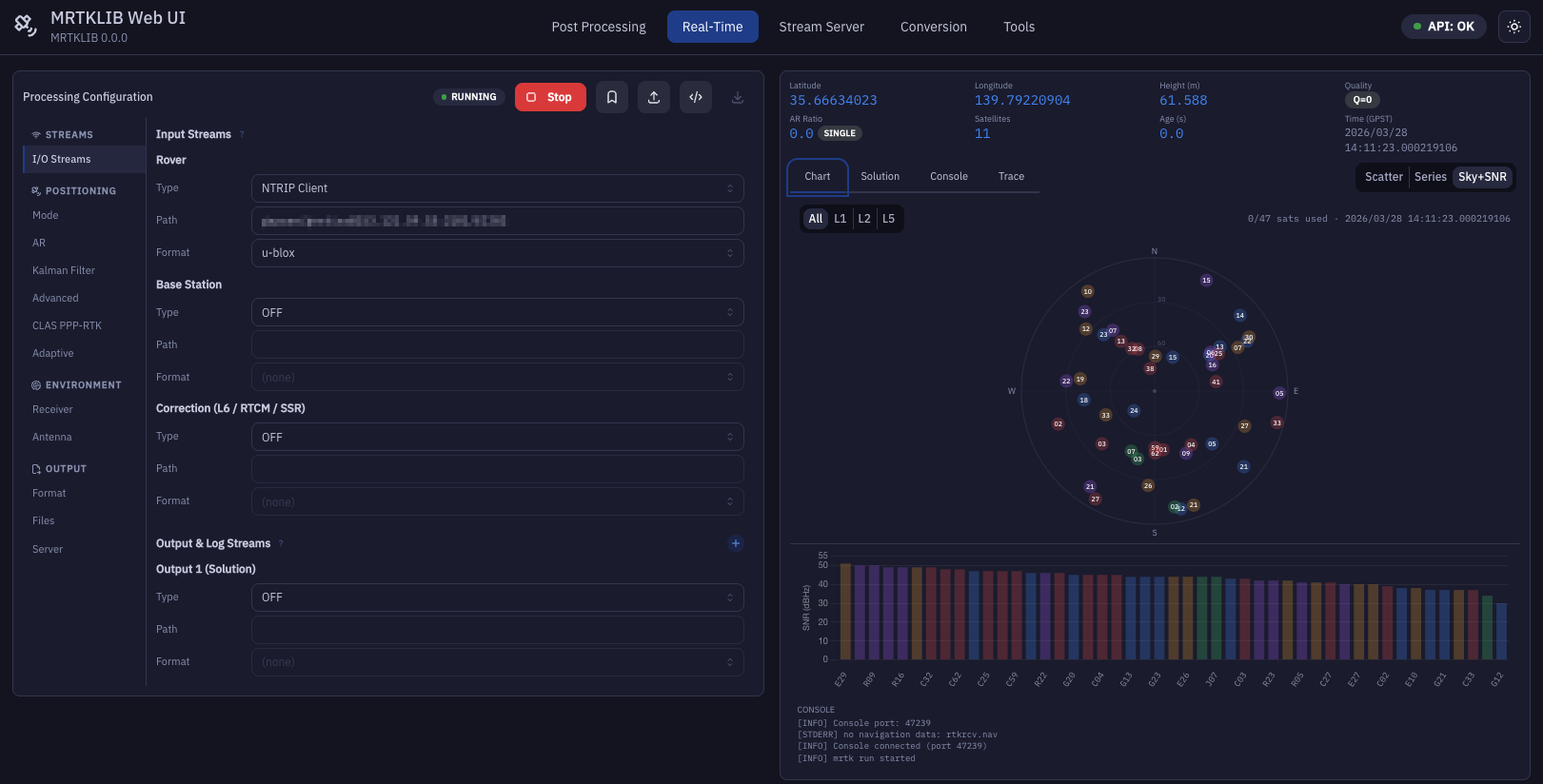 MRTKLIB Web UI Dashboard