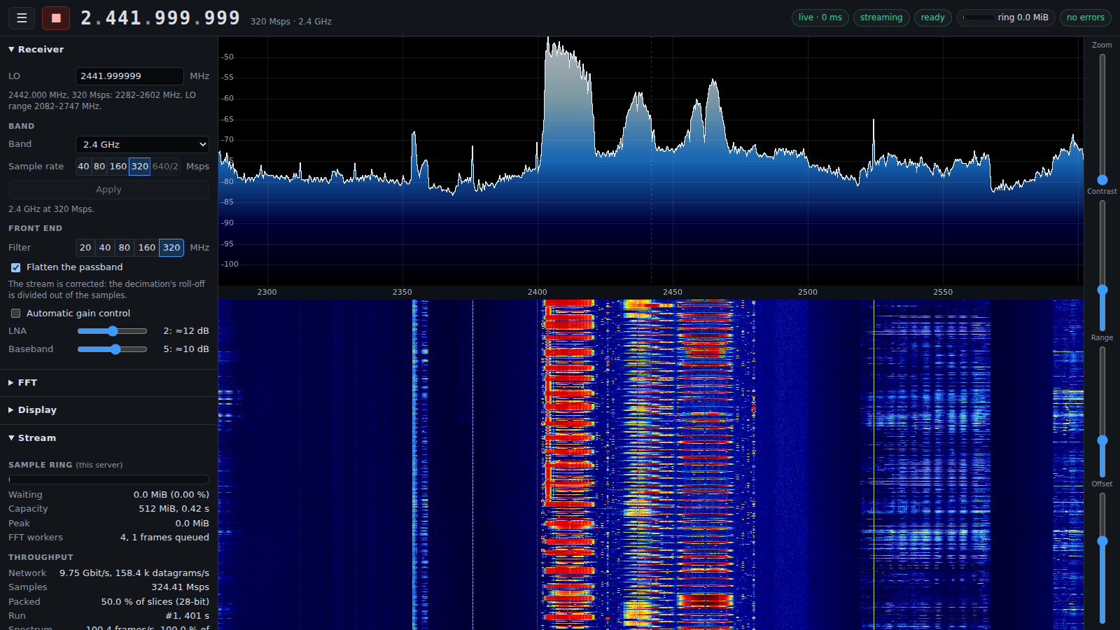 The web UI at 2.4 GHz