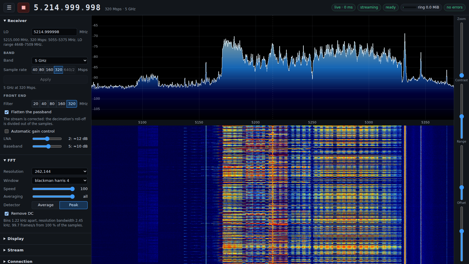 The web UI at 5 GHz
