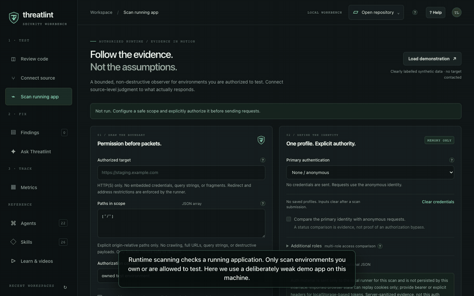 Authenticated runtime scan