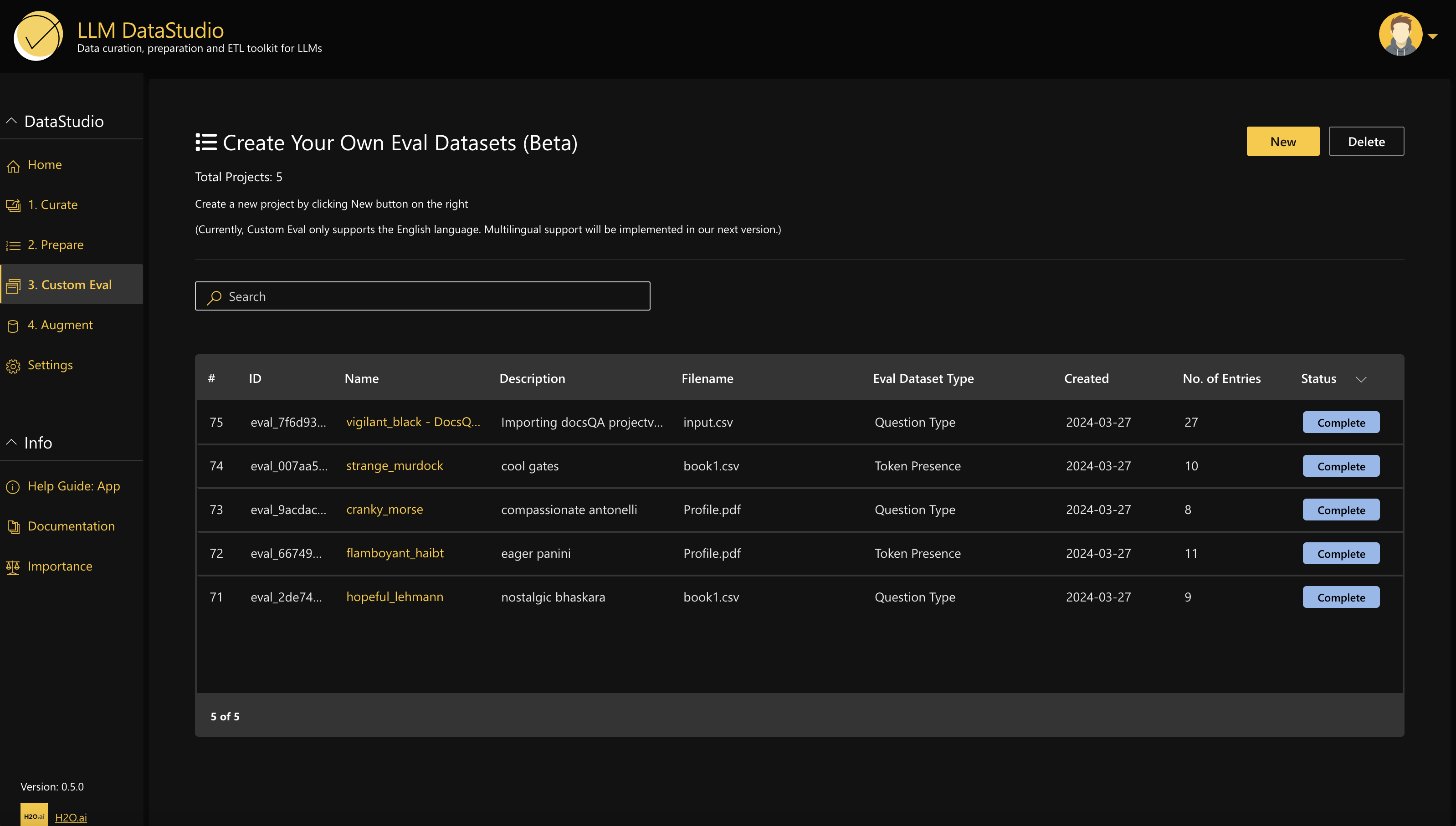 LLM DataStudio Screenshot