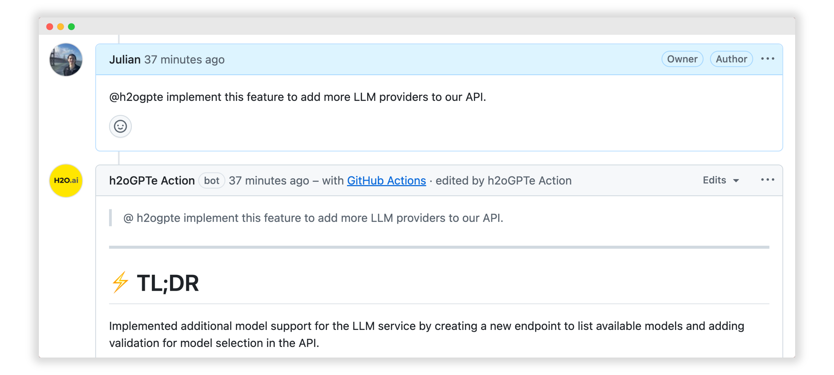 h2oGPTe responding to a comment (light mode)