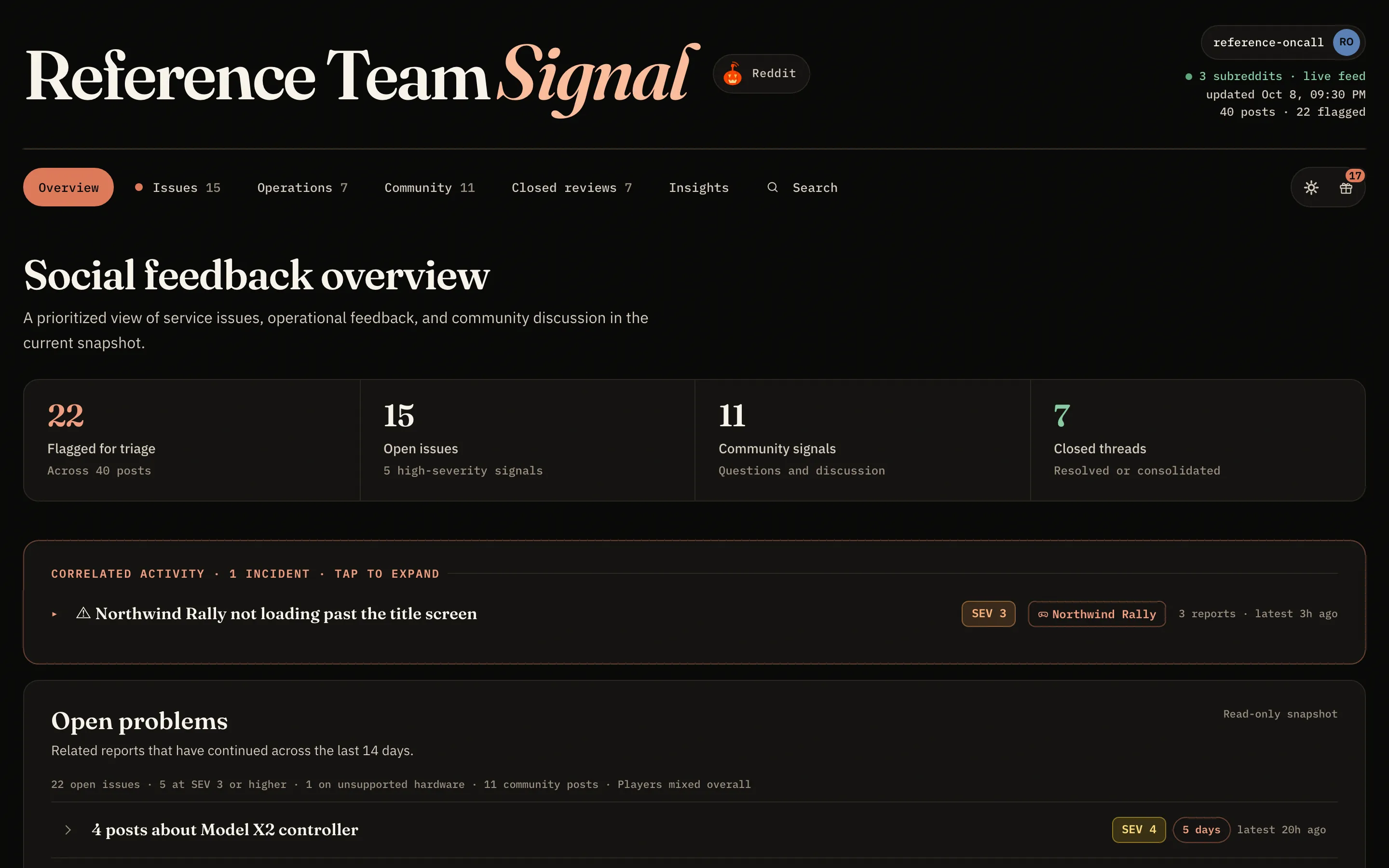 Signal Live Feedback and Incident Dashboard