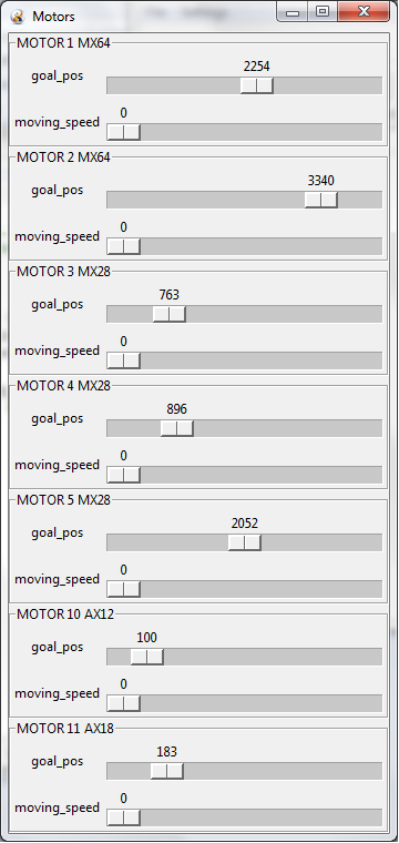 Motor window of the Dynamixel Lab GUI