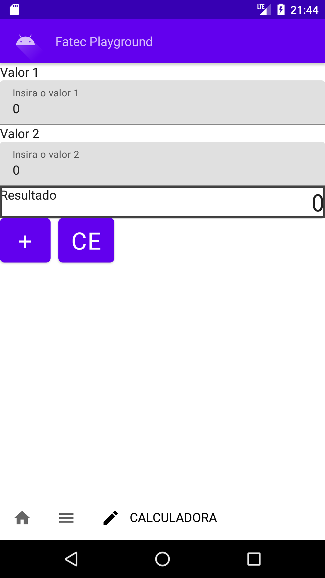 Tela da Calculadora