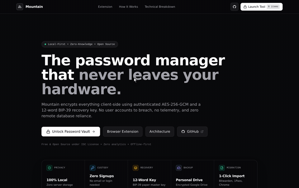 Mountain Password Manager Demo