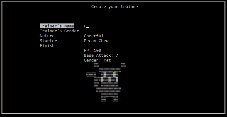 Player Creation Screen