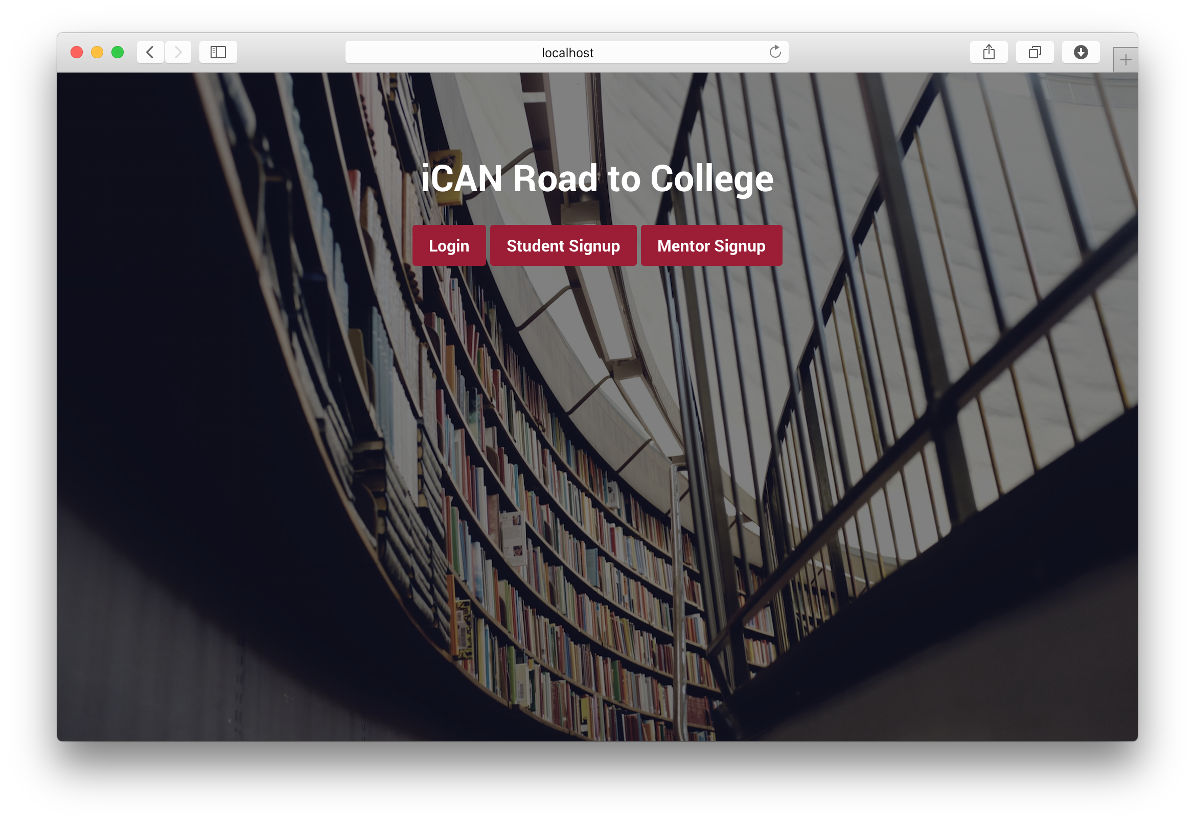iCAN Road to College: Login, Student Signup, Mentor Signup