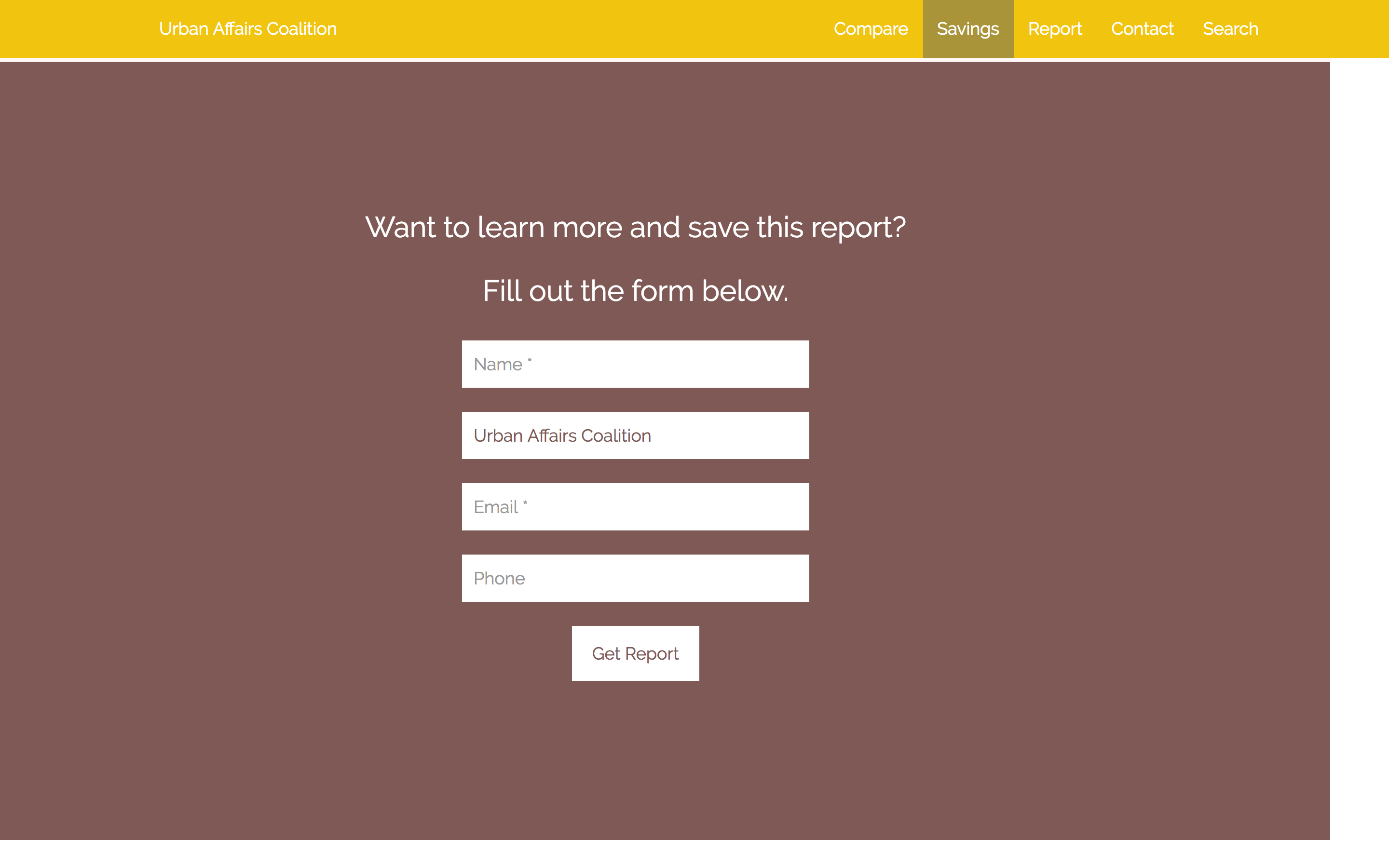 Save report form