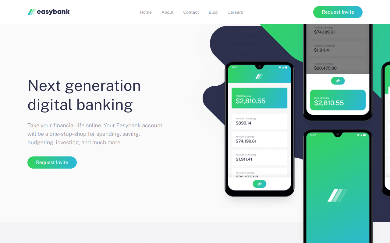 Design preview for the Easybank landing page coding challenge