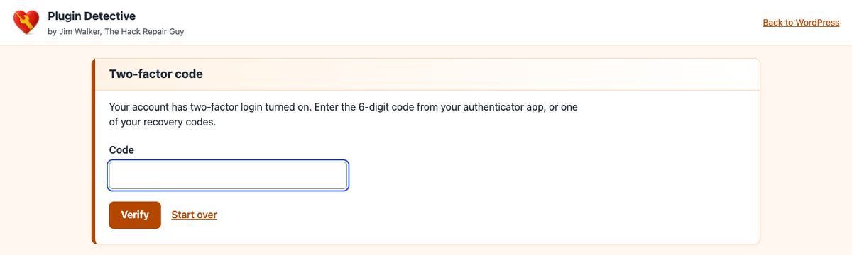 Two-factor code step
