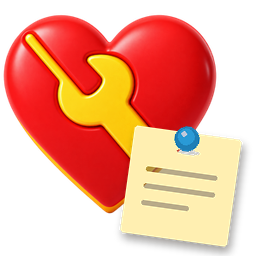 The Hack Repair Guy heart with a pinned sticky note