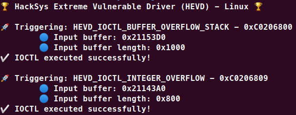 Linux HEVD Driver IOTCL Tests