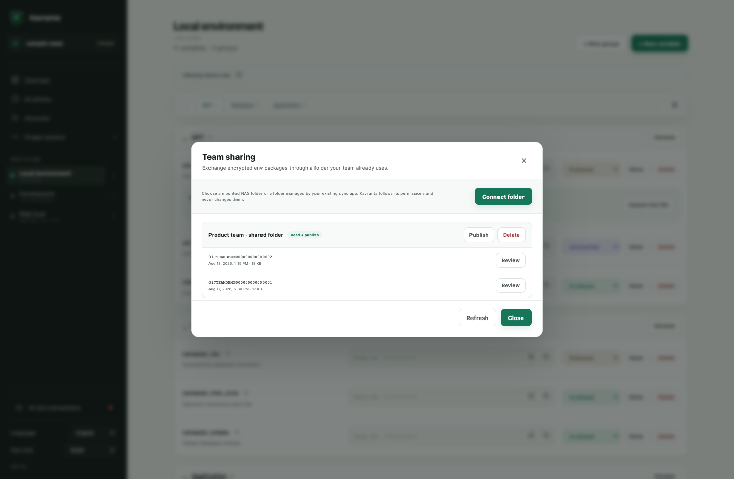 Browse immutable encrypted packages in a Folder Team Channel