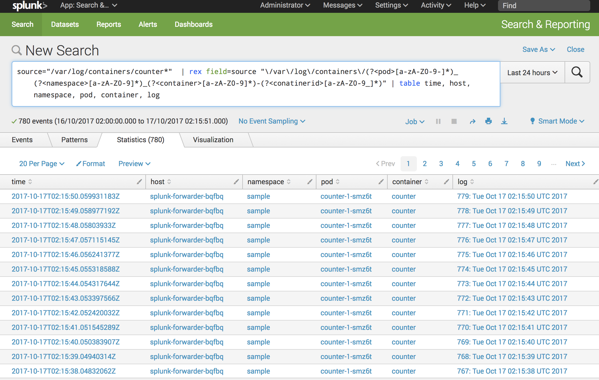 Splunk Screenshot