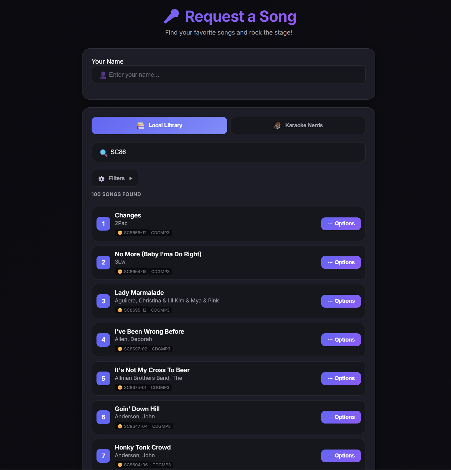 Requests Page