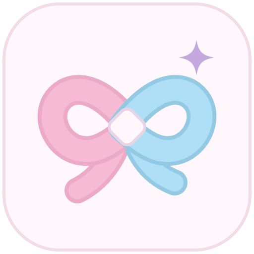 An abstract pastel pink and blue ribbon with a lavender sparkle