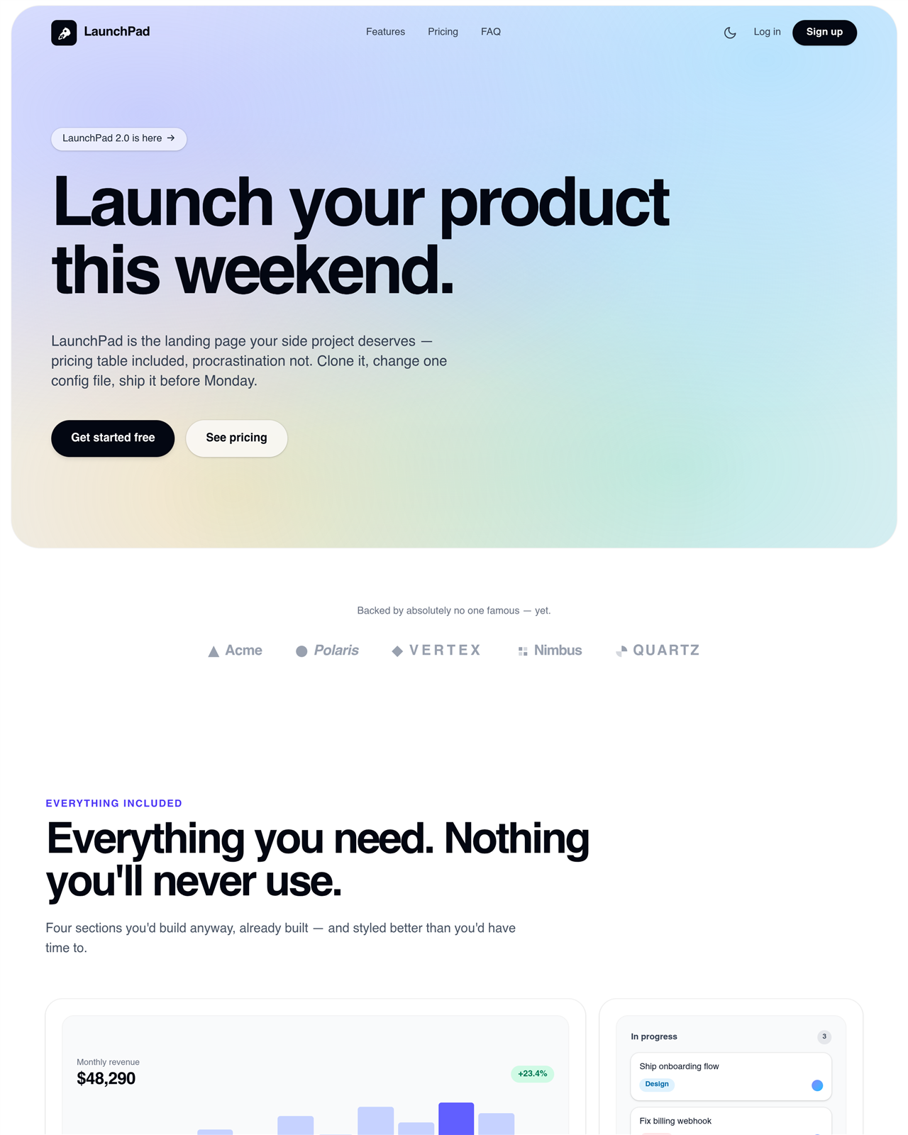 launchpad-nextjs-saas-template 网站模板截图