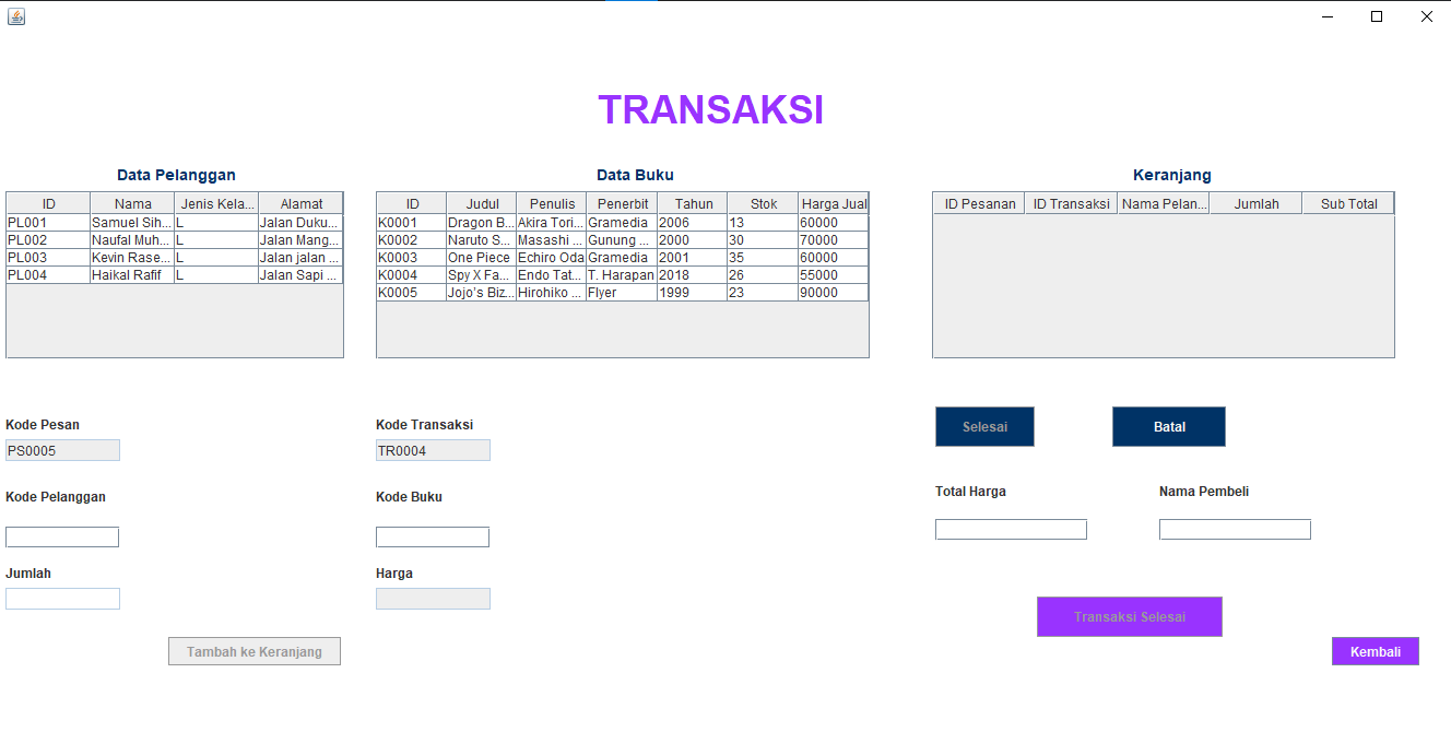 Halaman Transaksi