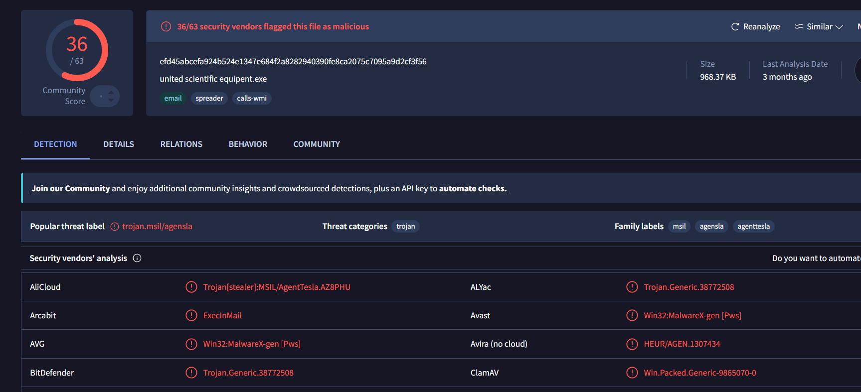 VirusTotal 检测判定