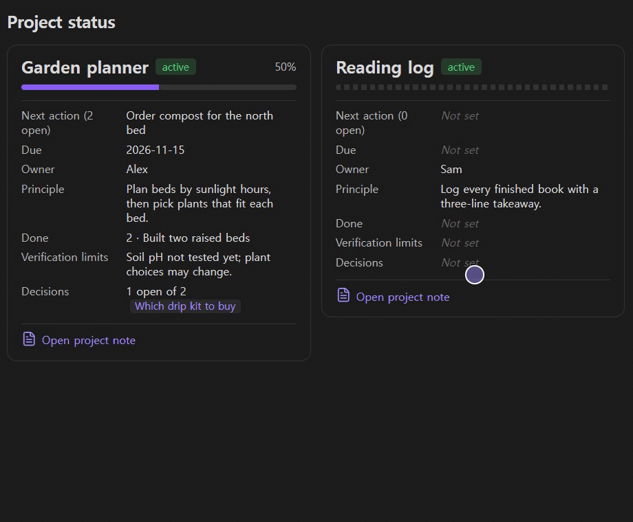 Hiding and reordering fields on the project status board (demo)