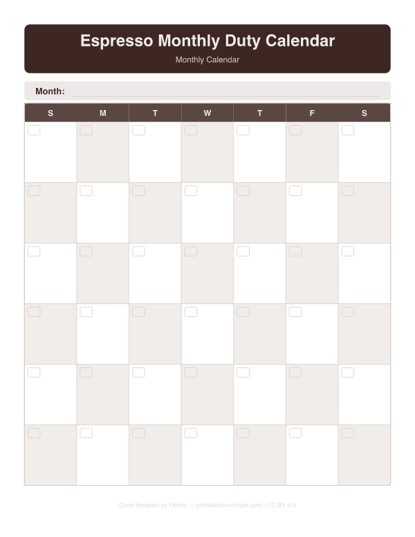 Espresso Monthly Duty Calendar preview
