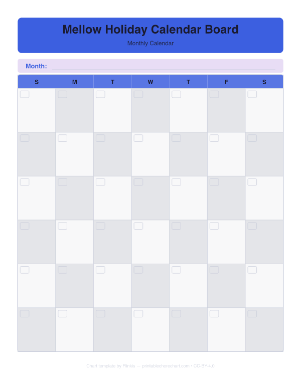 Mellow Holiday Calendar Board preview