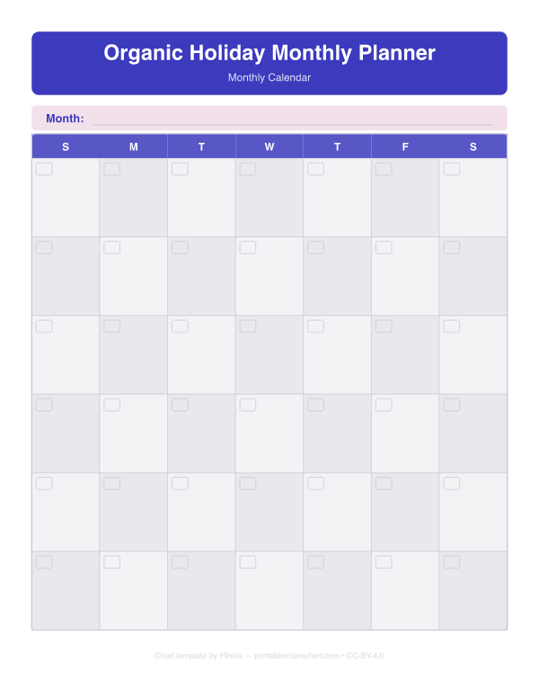 Organic Holiday Monthly Planner preview