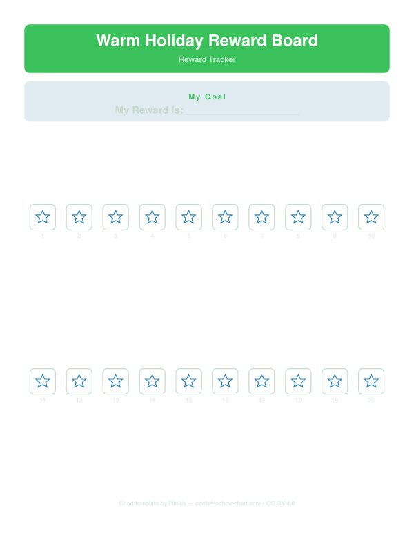 Warm Holiday Reward Board preview