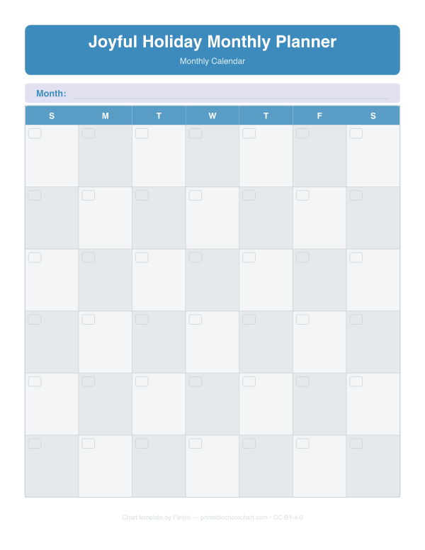 Joyful Holiday Monthly Planner preview