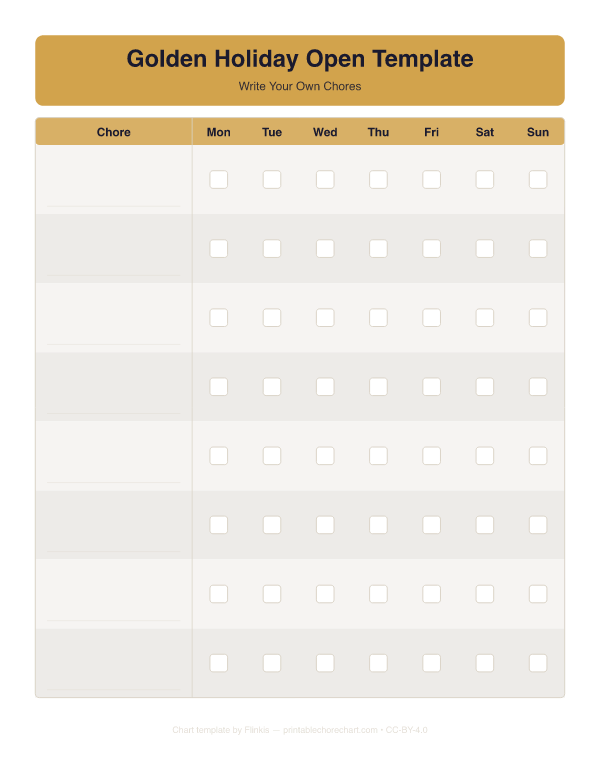 Golden Holiday Open Template preview