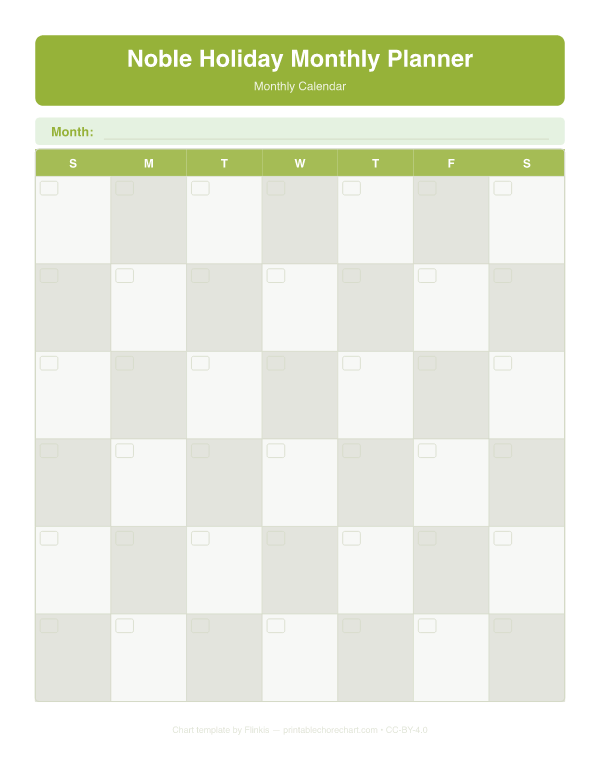 Noble Holiday Monthly Planner preview
