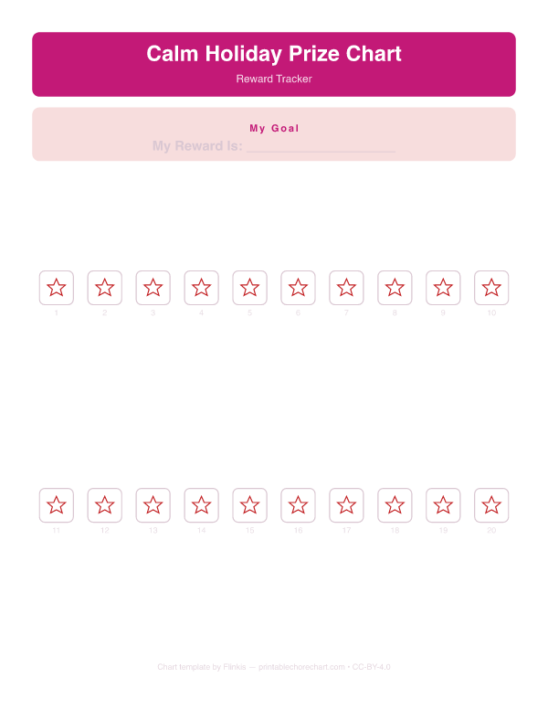 Calm Holiday Prize Chart preview